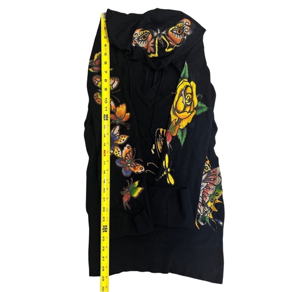 Vtg Ed Hardy By Christian Audigier Hooded Mini Dress SZ Large Knit Butterfly EUC - Picture 9 of 11
